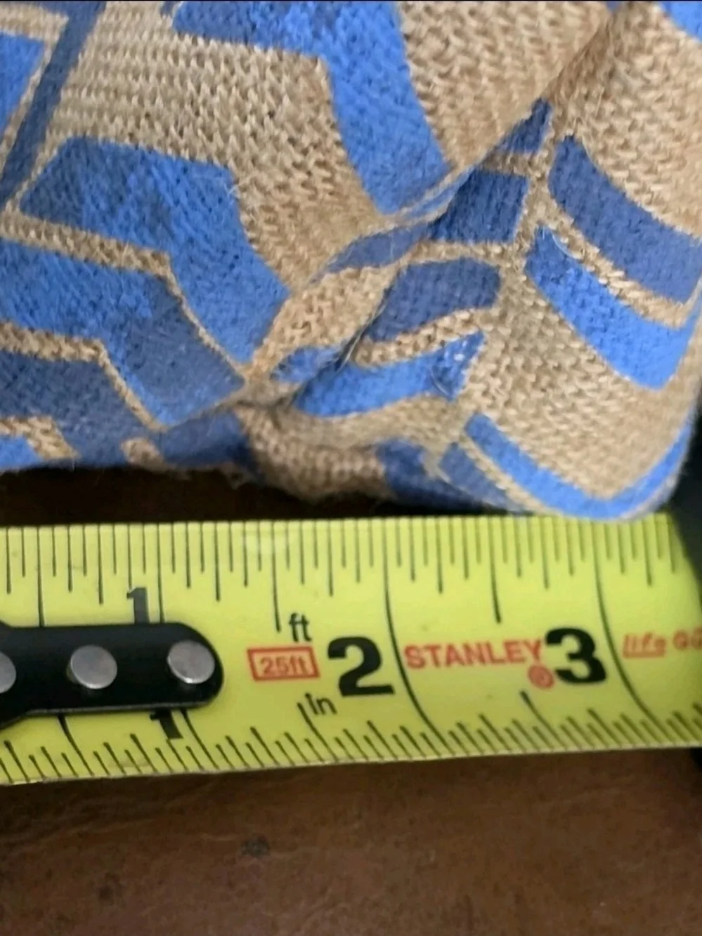 Neiman Marcus Blue Chevron Jute Cosmetic Pouch with Tassel